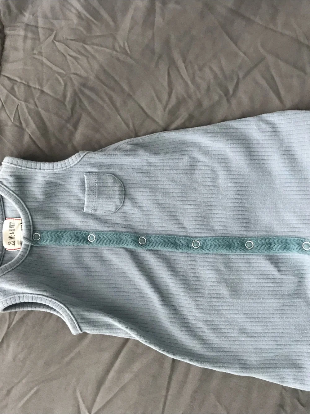 Sleeveless Light Blue Baby Sleep Sack with Front Snaps